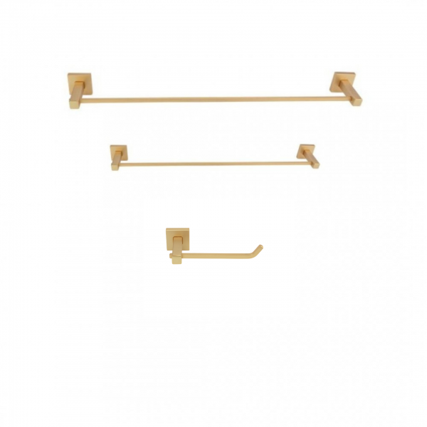 KIT DE ACESSÓRIOS PARA BANHEIRO SQUARE OURO FOSCO