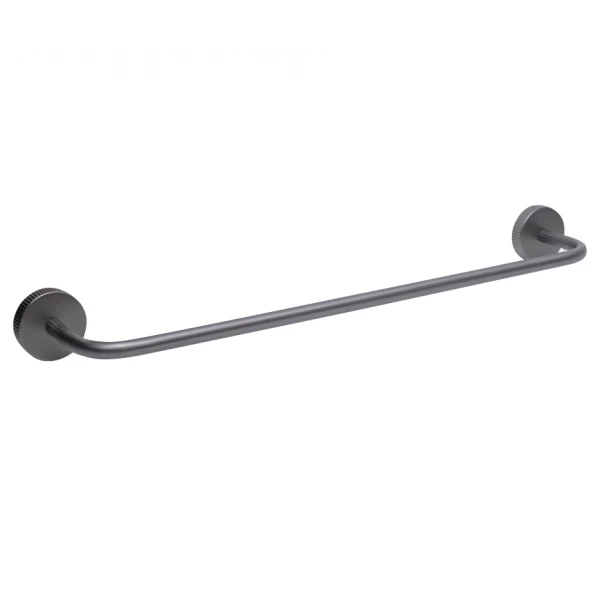 Porta toalha de banho em aço inox 56 cm. Linha Tex Grafite Escovado.