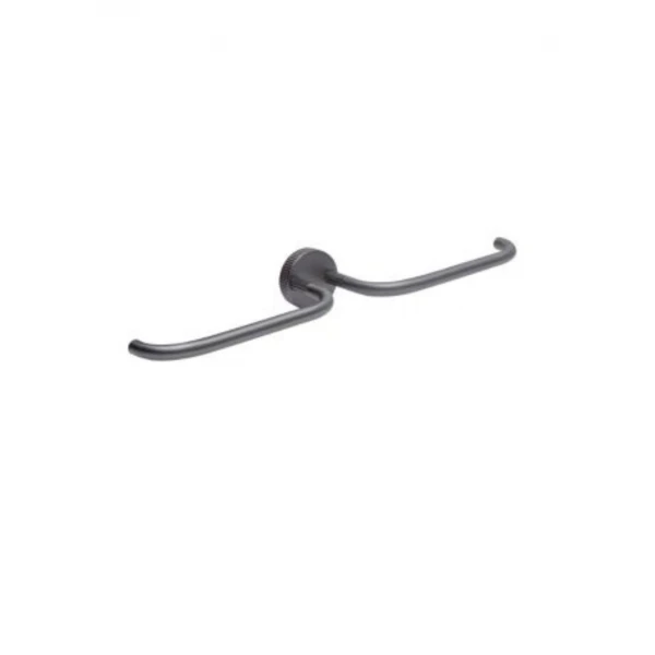 PORTA TOALHA DE ROSTO DUPLO EM AÇO INOX 19CM CADA HASTE  TOTAL 42.5CM LINHA TEX