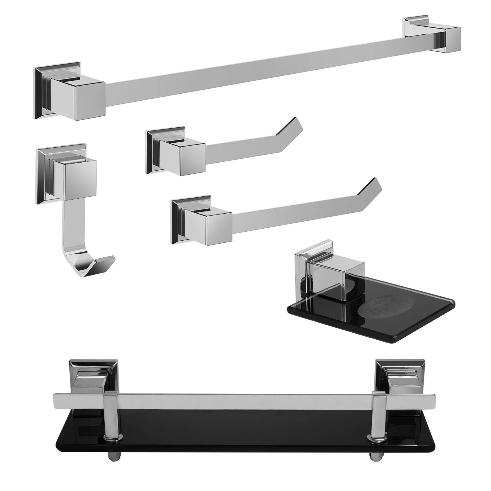 KIT DE ACESSÓRIOS PARA BANHEIRO 6 PEÇAS PREMIUM