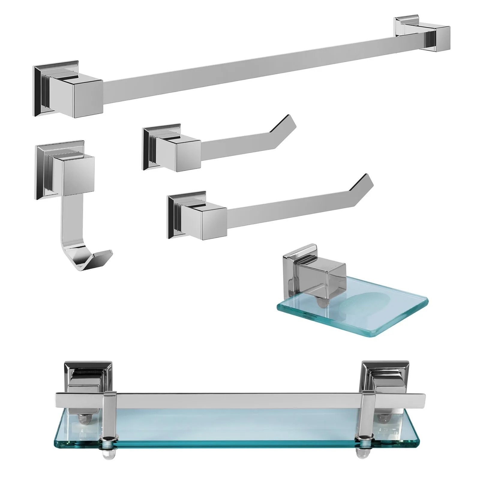 KIT DE ACESSÓRIOS PARA BANHEIRO 6 PEÇAS PREMIUM