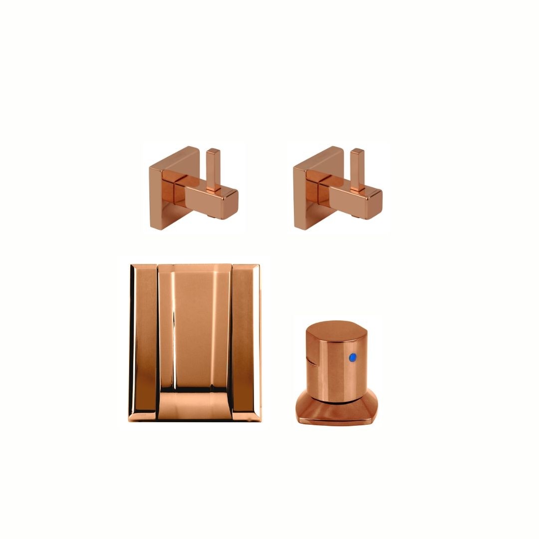 KIT DE ACESSÓRIOS PARA BANHEIRO INOX SQUARE ROSE GOLD