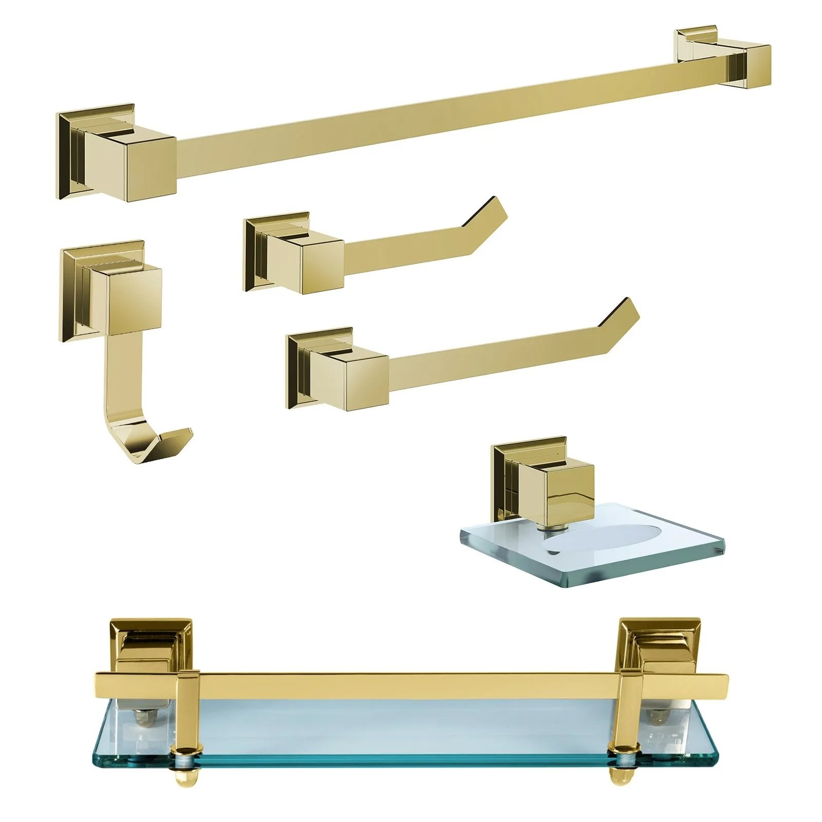 KIT DE ACESSÓRIOS PARA BANHEIRO 6 PEÇAS GOLD
