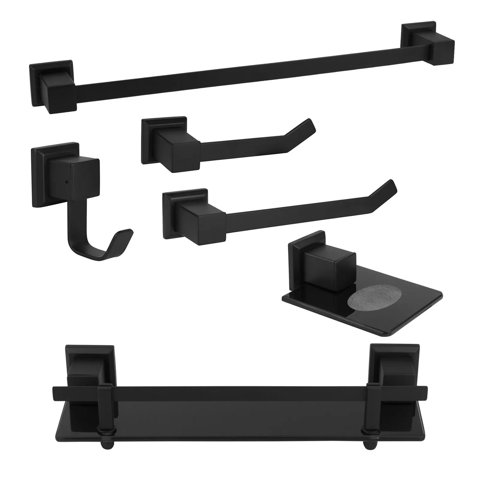 KIT DE ACESSÓRIOS PARA BANHEIRO 6 PEÇAS BLACK