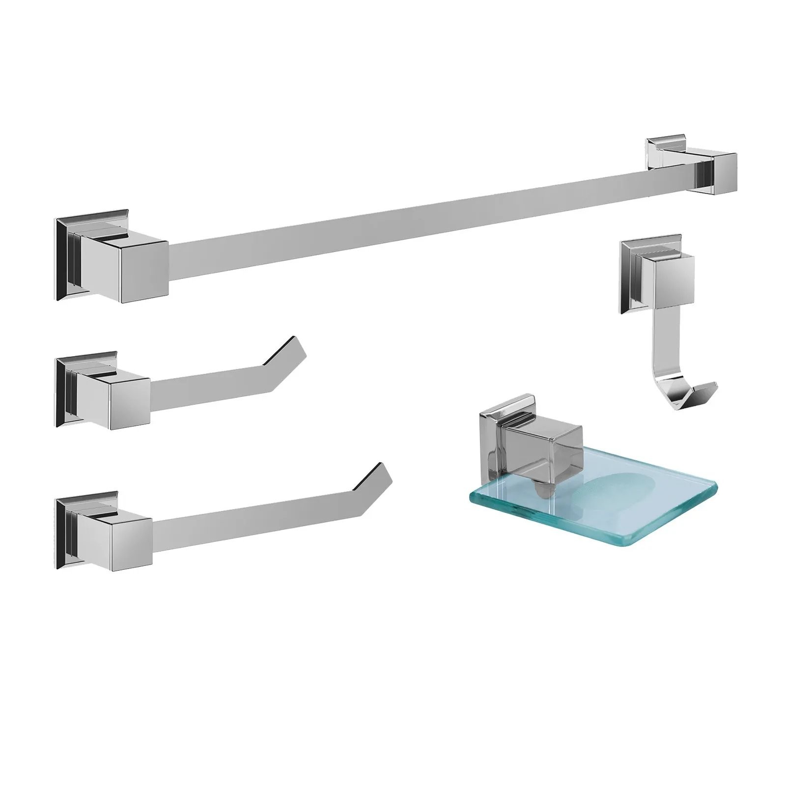 KIT DE ACESSÓRIOS PARA BANHEIRO 5 PEÇAS PREMIUM
