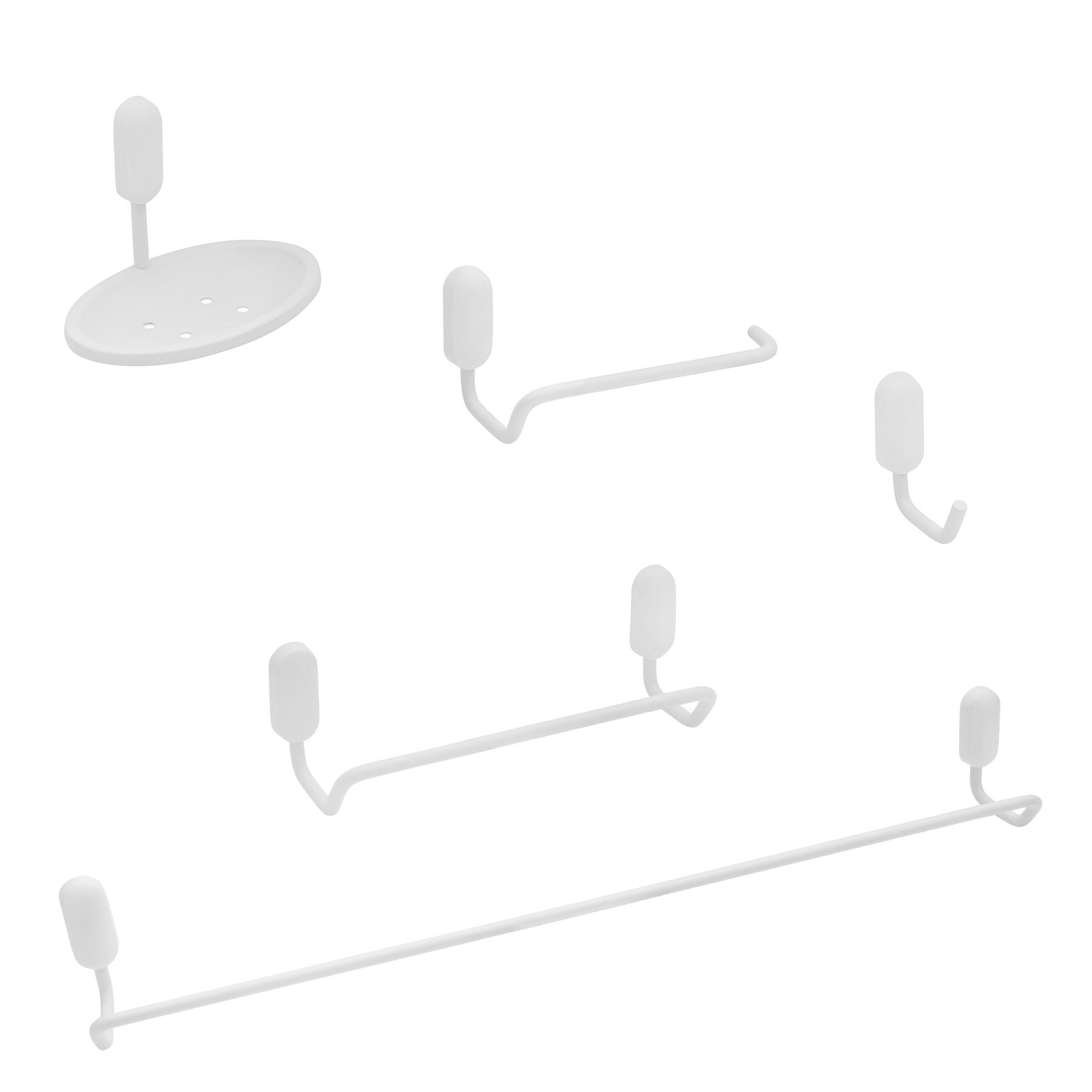 KIT DE ACESSÓRIOS PARA BANHEIRO 5 PEÇAS BRANCO