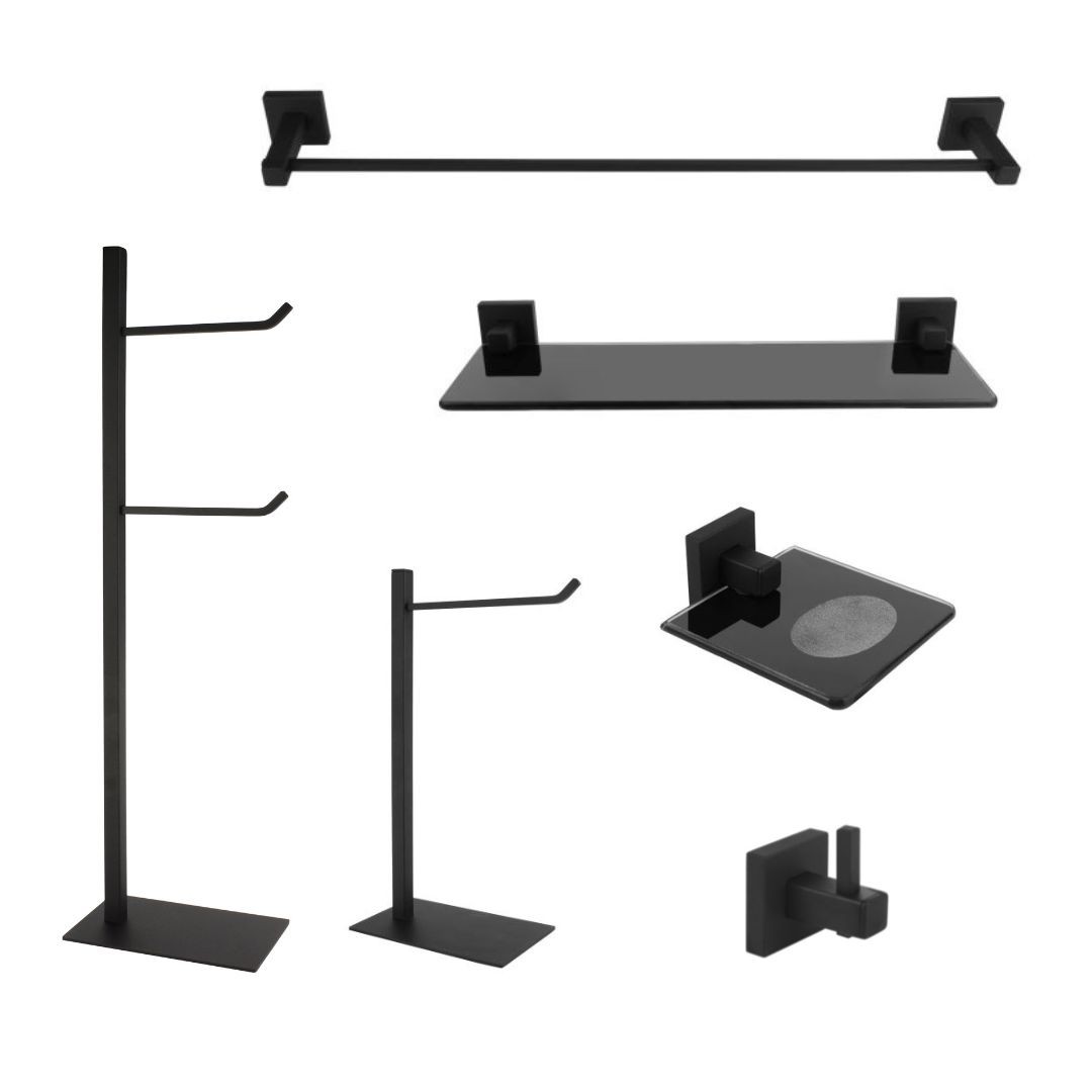 KIT DE ACESSÓRIOS PARA BANHEIRO SQUARE BLACK