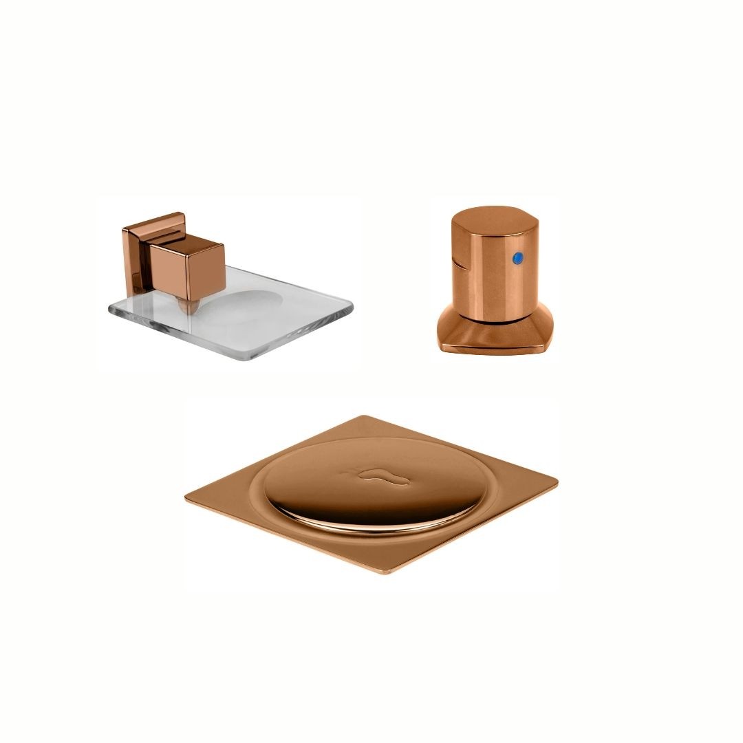 KIT DE ACESSÓRIOS PARA BANHEIRO ROSE GOLD