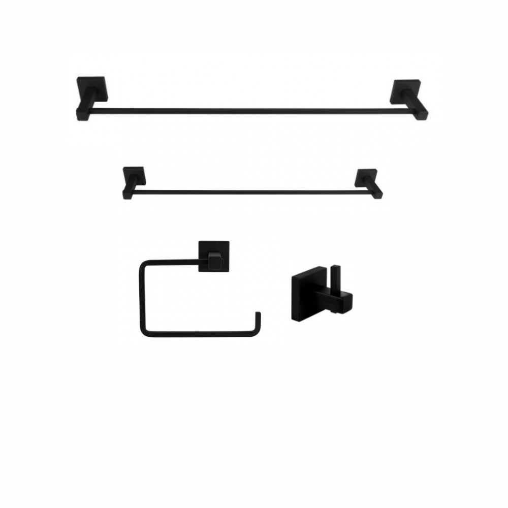 KIT DE ACESSÓRIOS PARA BANHEIRO SQUARE BLACK