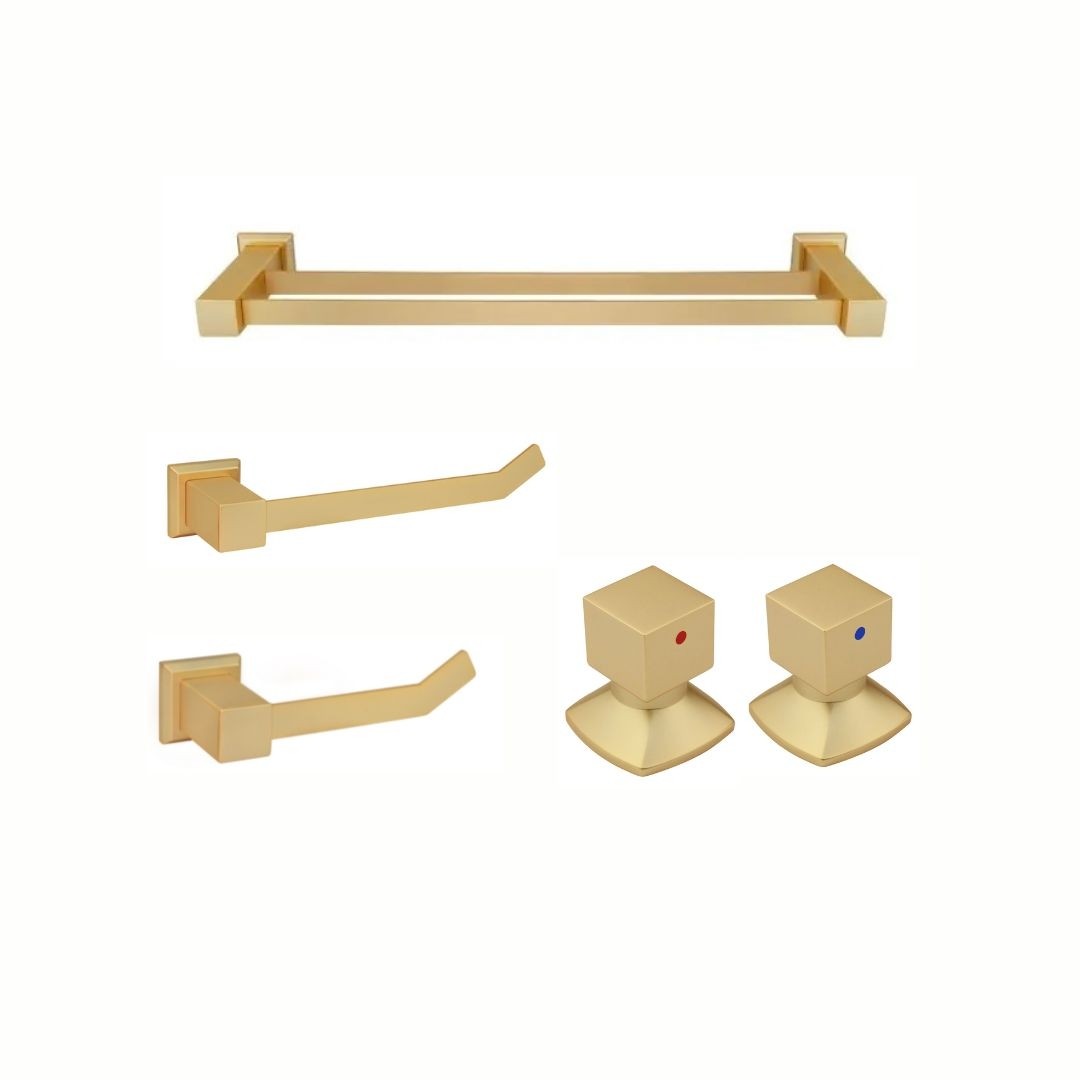 KIT DE ACESSÓRIOS PARA BANHEIRO OURO FOSCO
