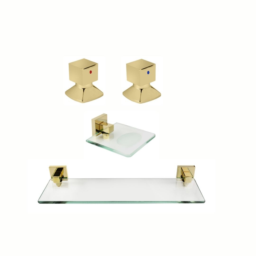 KIT DE ACESSÓRIOS PARA BANHEIRO SQUARE GOLD