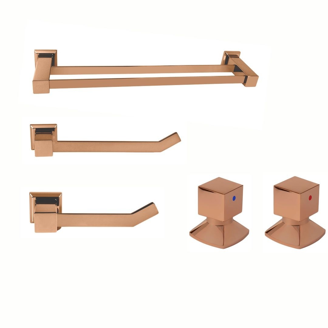 KIT DE ACESSÓRIOS PARA BANHEIRO ROSE GOLD