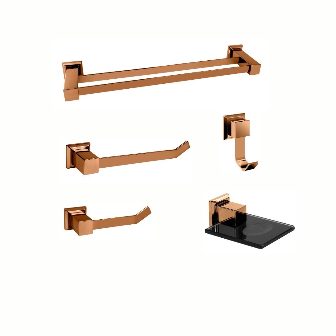 KIT DE ACESSÓRIOS PARA BANHEIRO ROSE GOLD