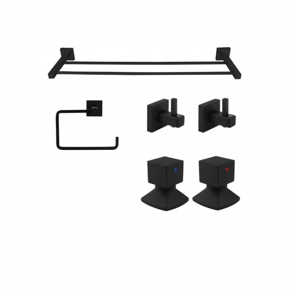 KIT DE ACESSÓRIOS PARA BANHEIRO SQUARE BLACK