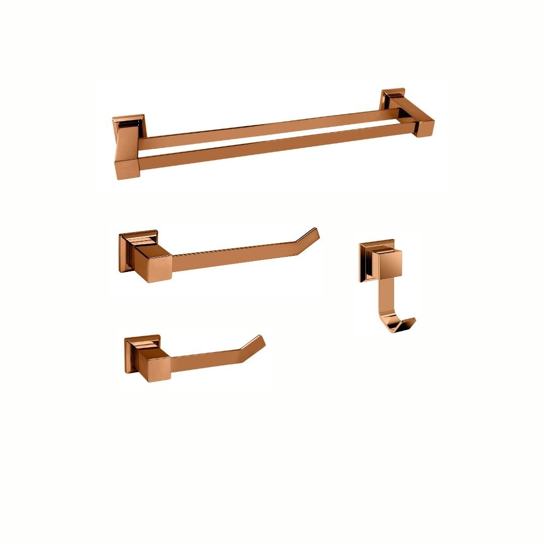 KIT DE ACESSÓRIOS PARA BANHEIRO ROSE GOLD