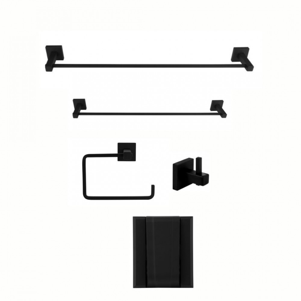 KIT DE ACESSÓRIOS PARA BANHEIRO SQUARE BLACK