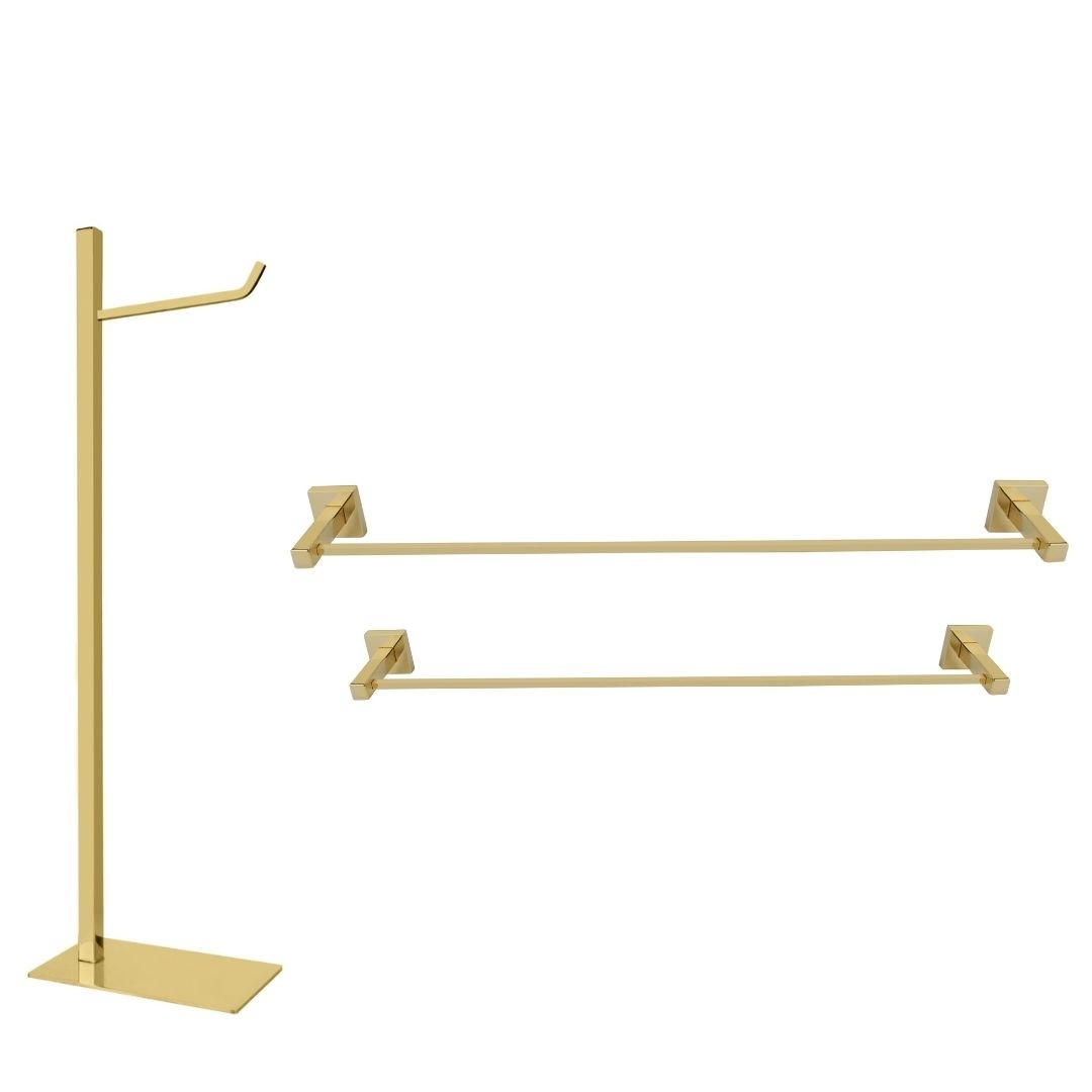 KIT DE ACESSÓRIOS PARA BANHEIRO SQUARE GOLD