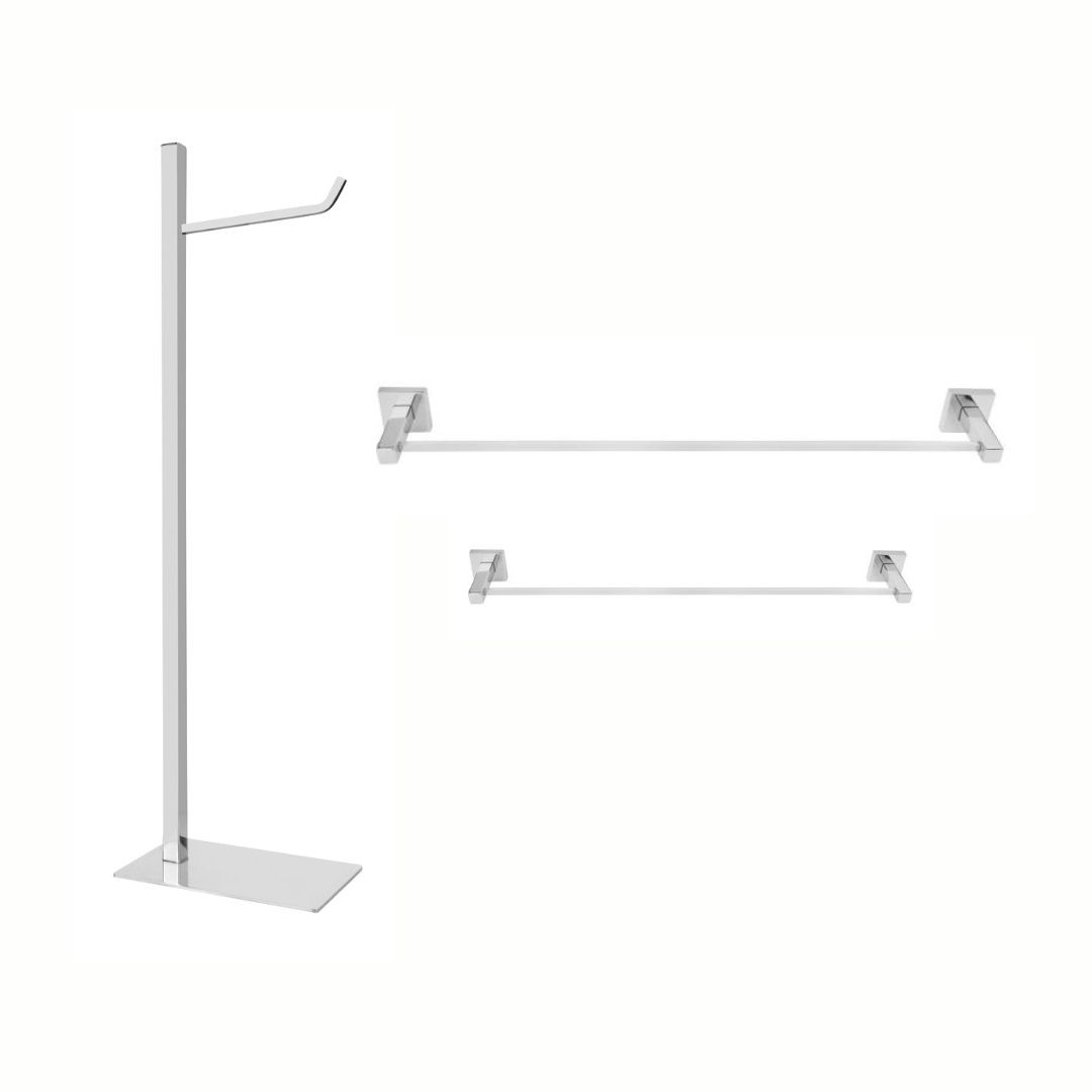 KIT DE ACESSÓRIOS PARA BANHEIRO SQUARE CROMADO
