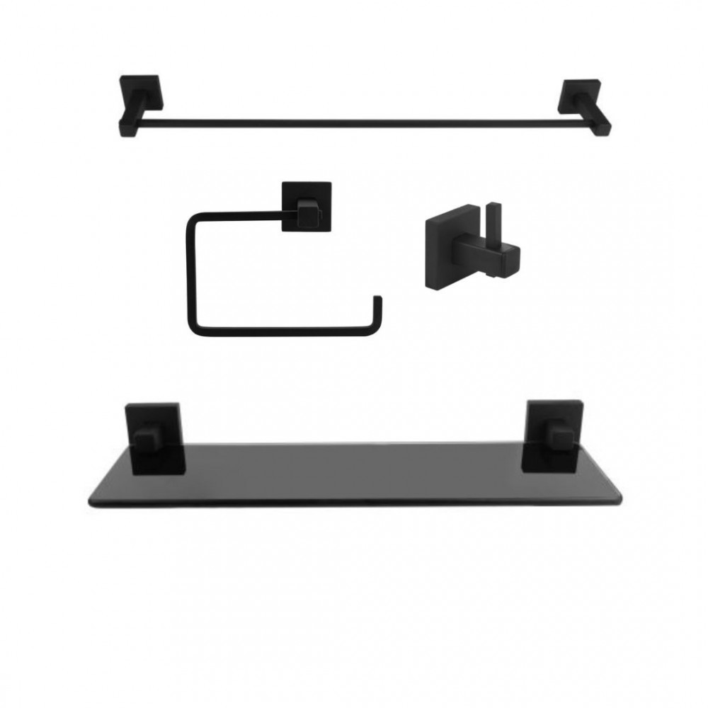 KIT DE ACESSÓRIOS PARA BANHEIRO SQUARE BLACK