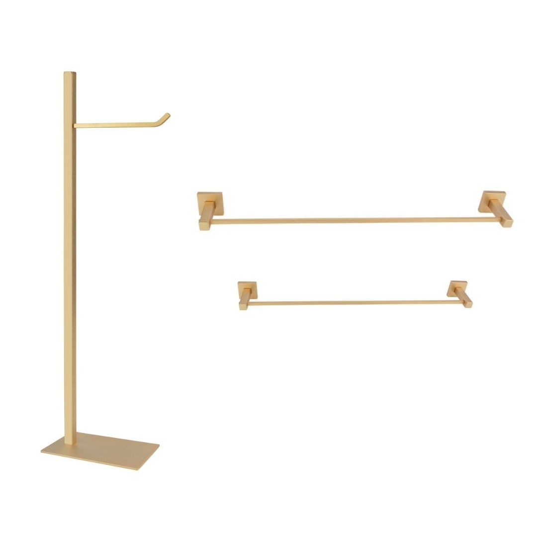 KIT DE ACESSÓRIOS PARA BANHEIRO SQUARE OURO FOSCO