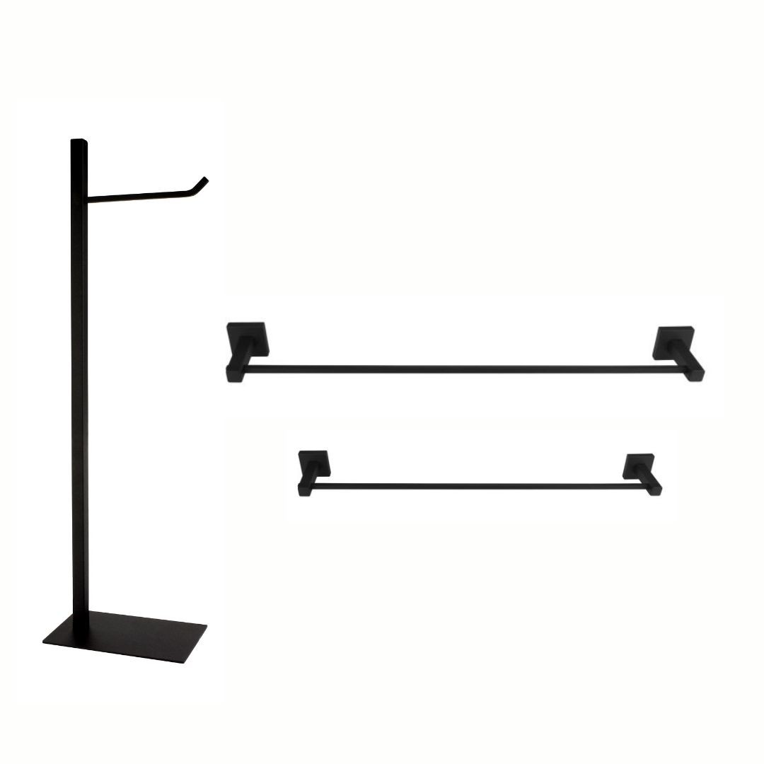KIT DE ACESSÓRIOS PARA BANHEIRO SQUARE BLACK
