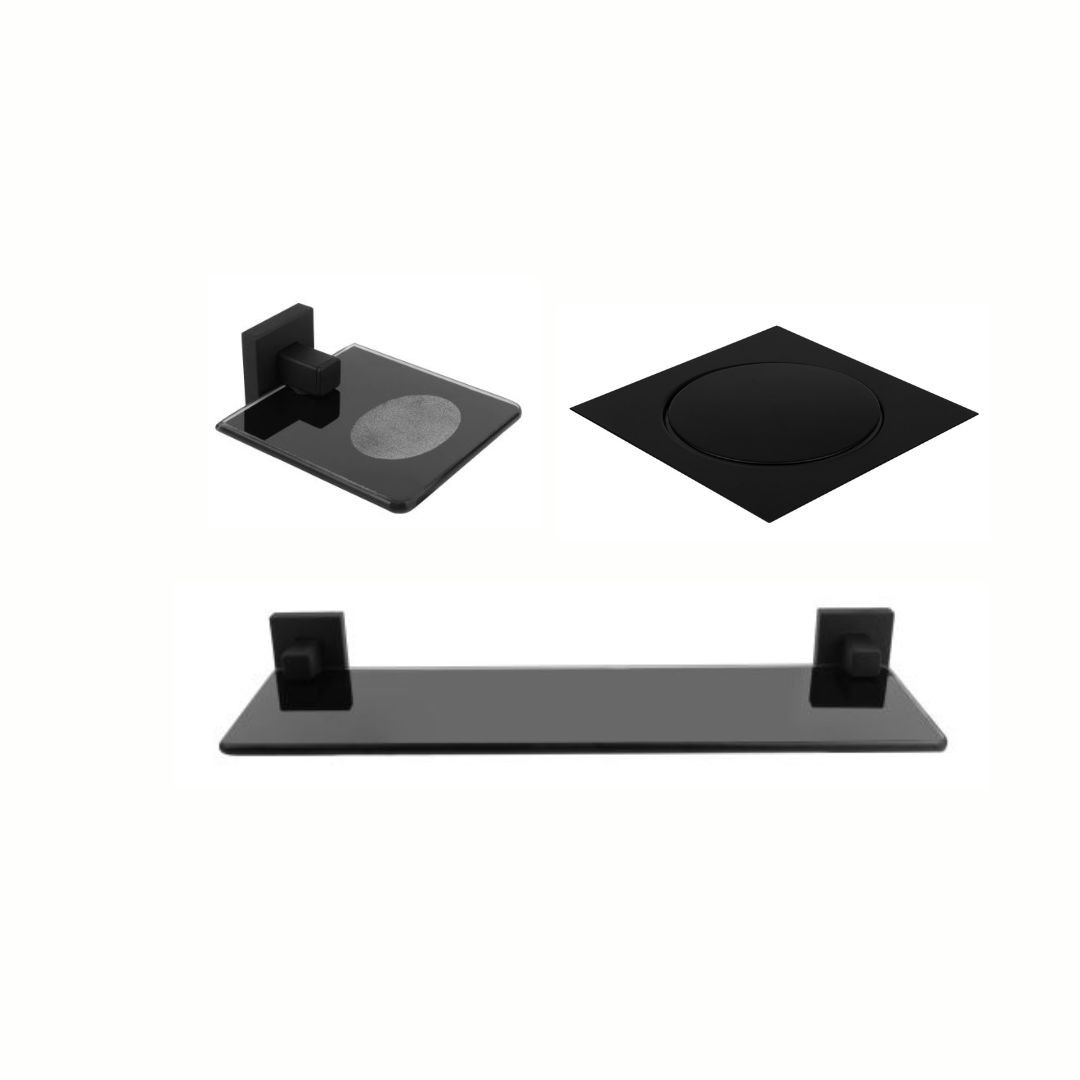 KIT DE ACESSÓRIOS PARA BANHEIRO SQUARE BLACK