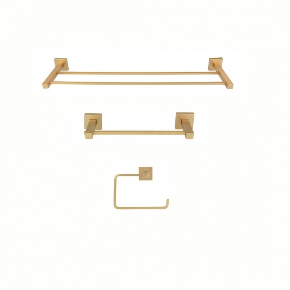 KIT DE ACESSÓRIOS PARA BANHEIRO SQUARE OURO FOSCO