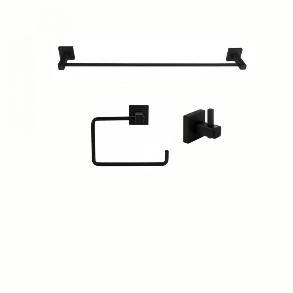 KIT DE ACESSÓRIOS PARA BANHEIRO SQUARE BLACK