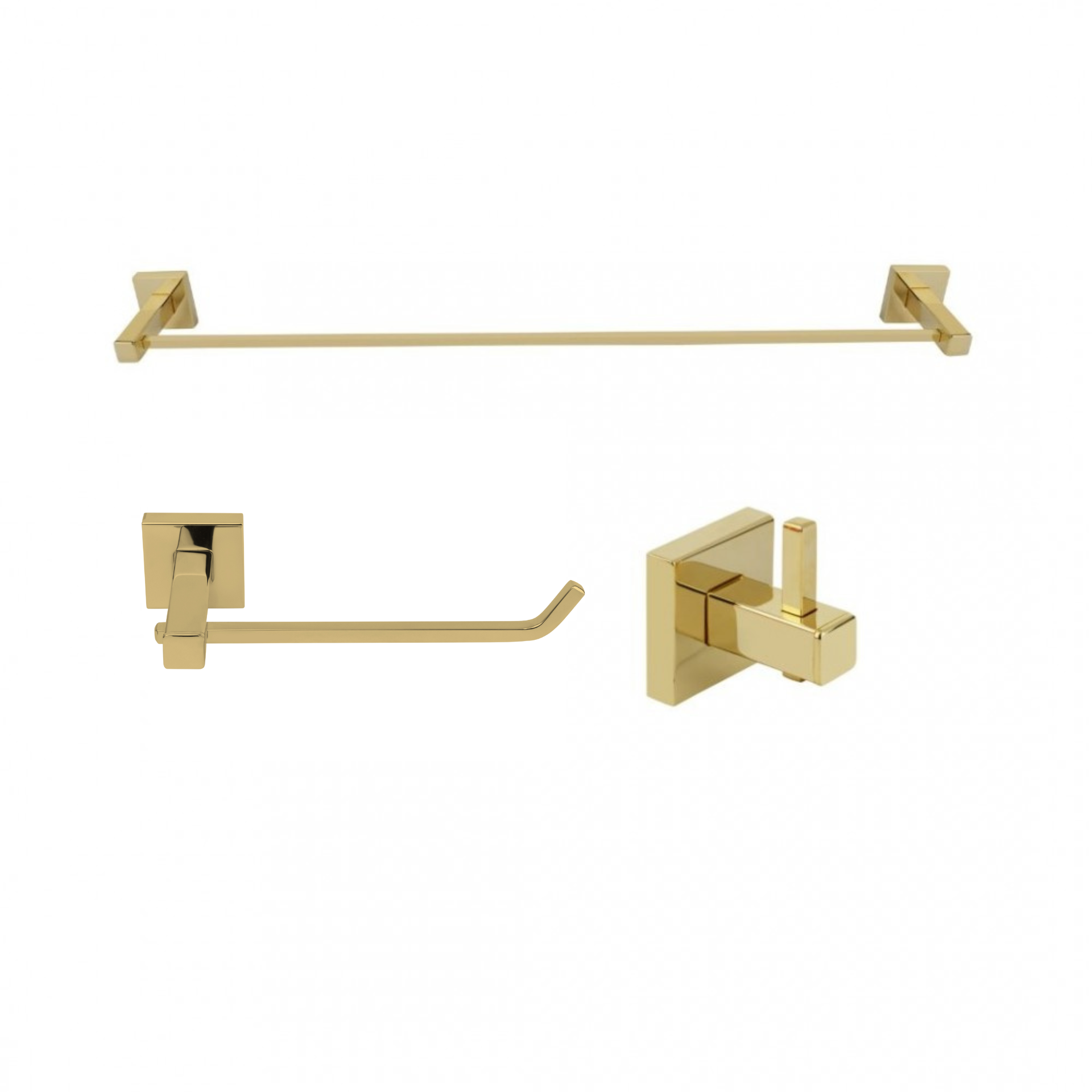 KIT DE ACESSÓRIOS PARA BANHEIRO SQUARE GOLD