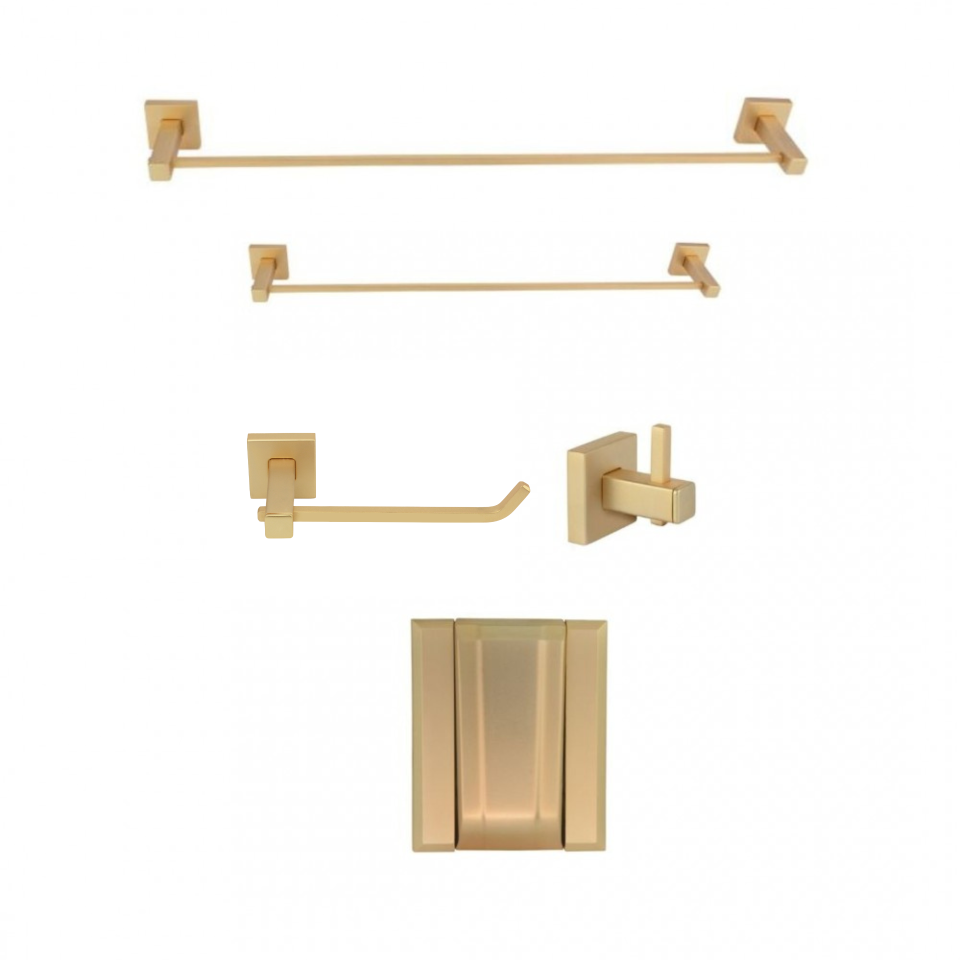 KIT DE ACESSÓRIOS PARA BANHEIRO SQUARE OURO FOSCO