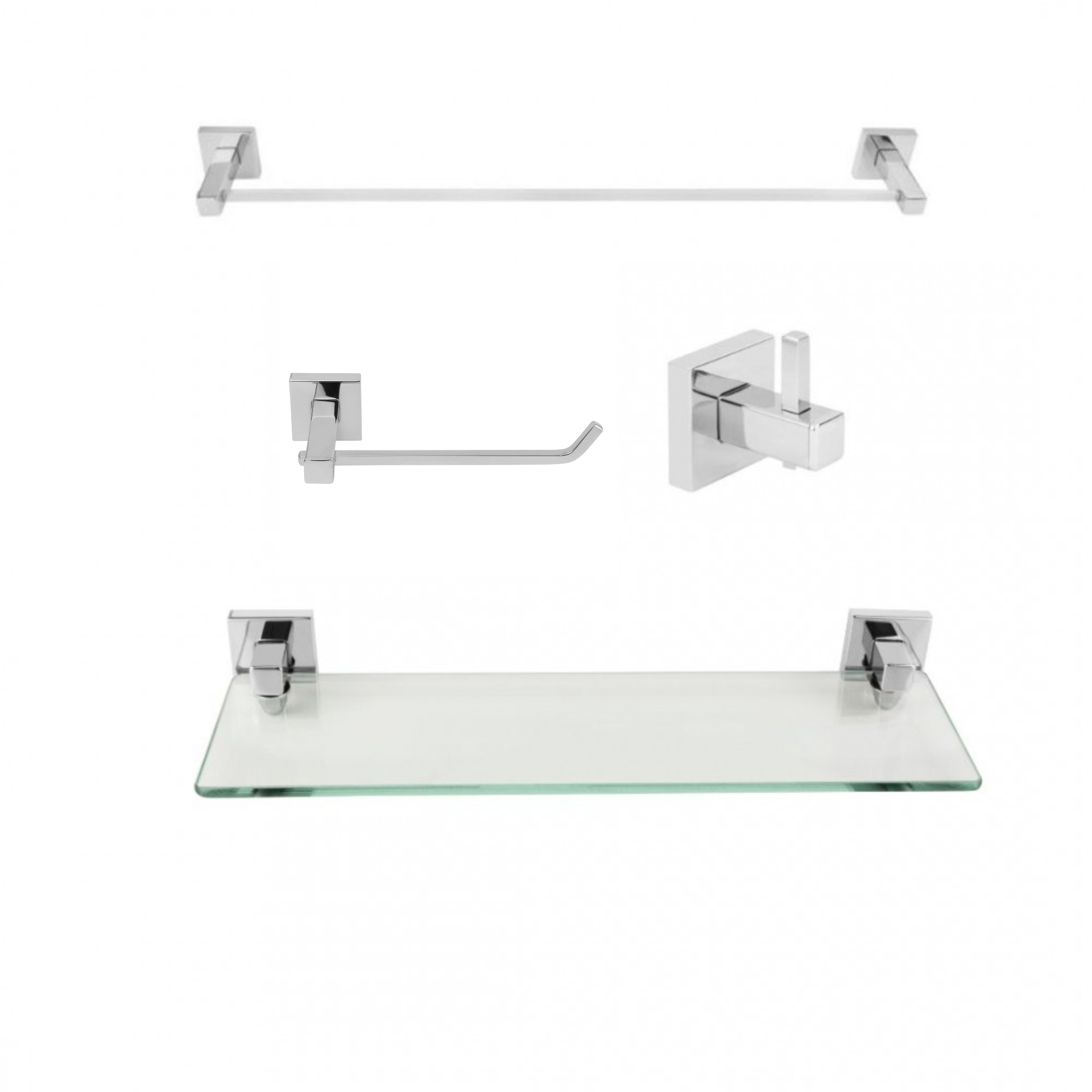 KIT DE ACESSÓRIOS PARA BANHEIRO SQUARE CROMADO