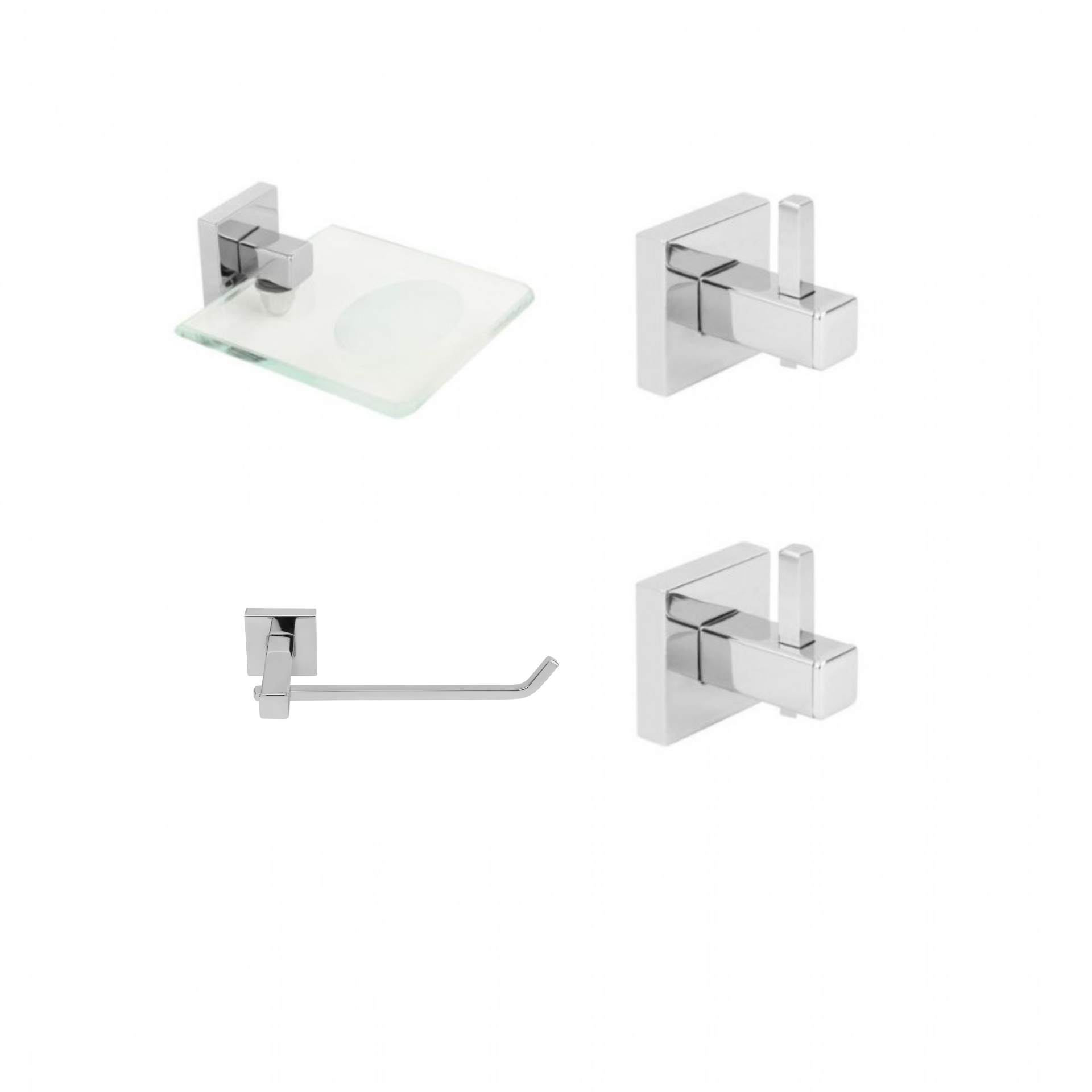KIT DE ACESSÓRIOS PARA BANHEIRO SQUARE CROMADO