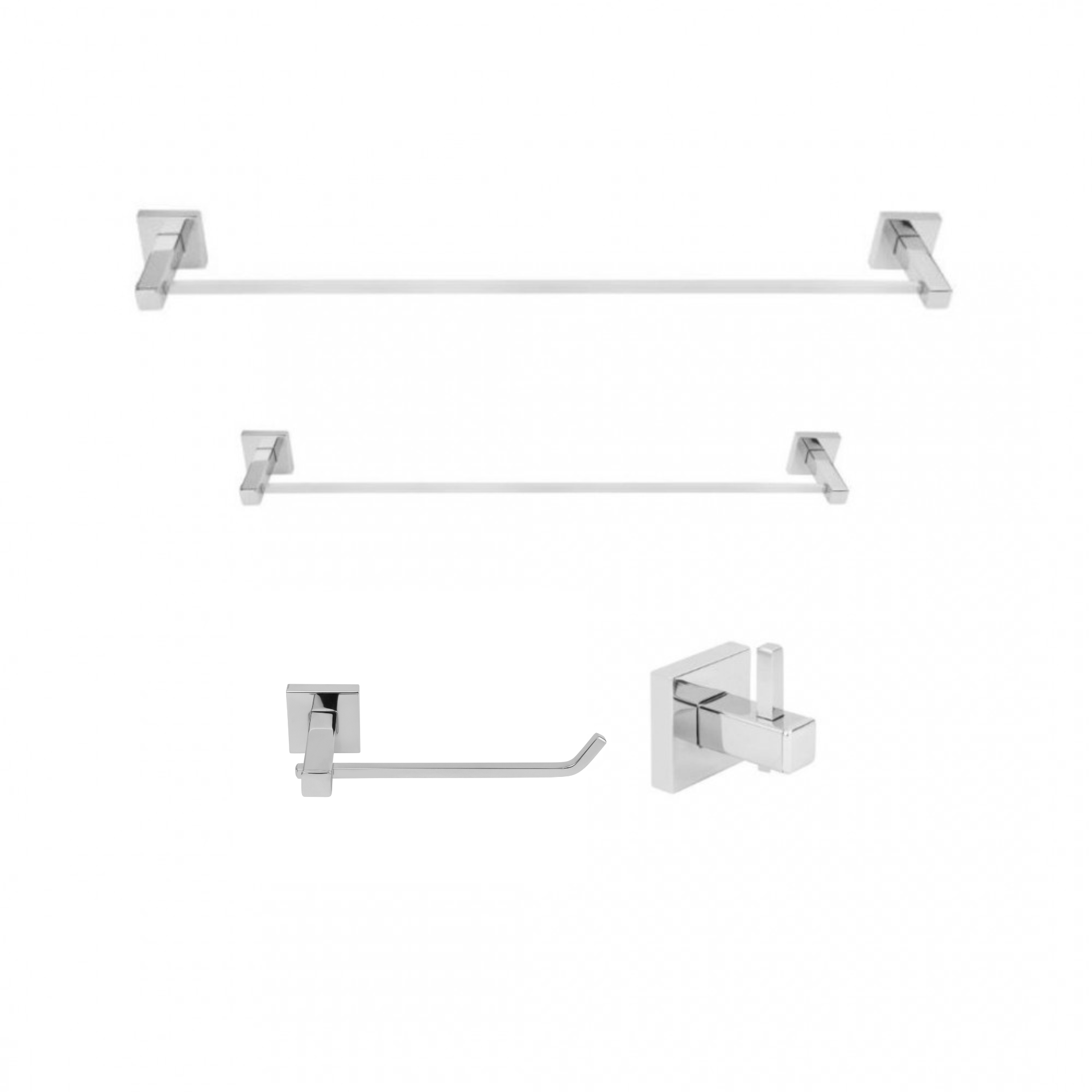 KIT DE ACESSÓRIOS PARA BANHEIRO SQUARE CROMADO